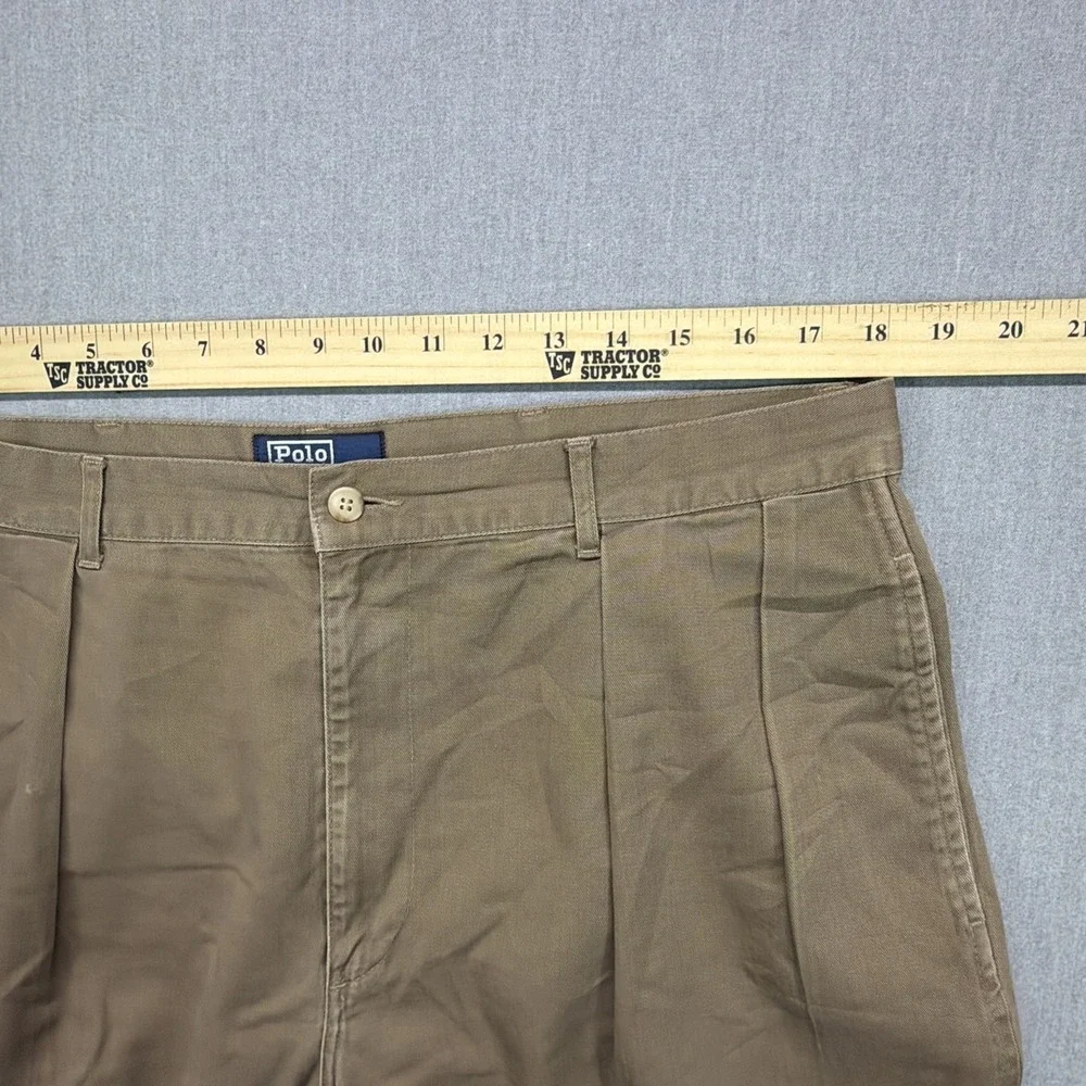 VTG POLO RALPH LAUREN 90s Double Pleated Chino Cotton Brown 36x30 (Fits‎ 36x28)